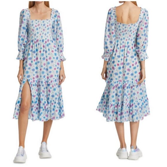 💕LOVESHACKFANCY💕 Miri Midi Dress ~ Deep Cotton Candy 1000% Cotton Size P NWT - Picture 6 of 16